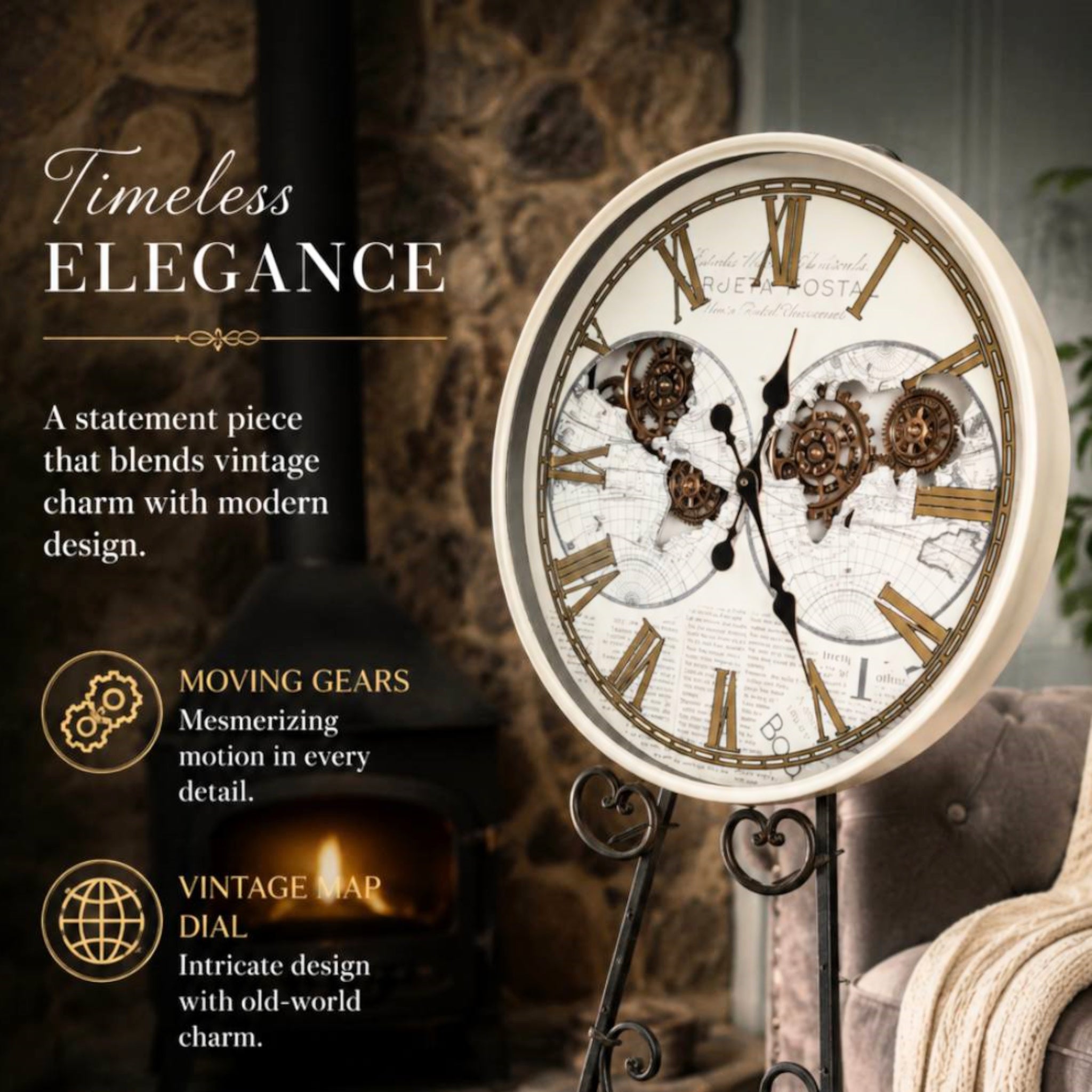 clock art 600mm world motion clock $144.90